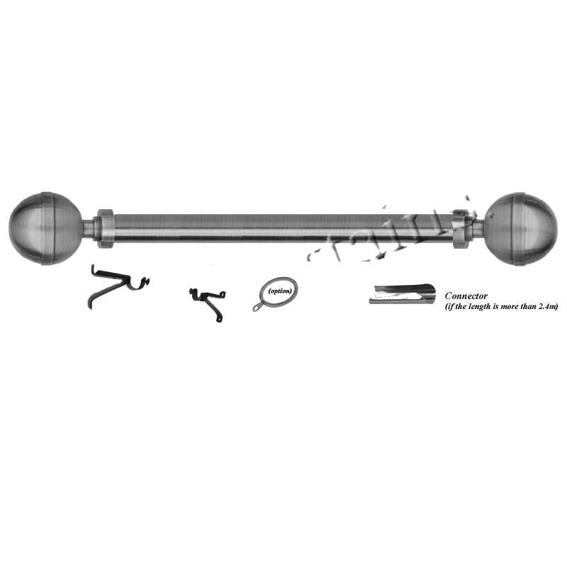 Single Curtain Rod, D25mm Matt Nickel